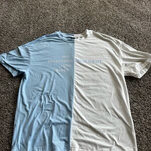 Blue and White split SHEIN shirt